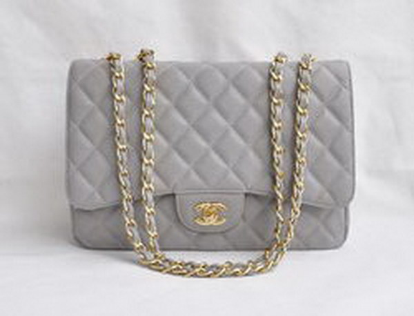 7A Replica Chanel Jumbo A28600 Gray Caviar with Golden Hardware Flap Bags